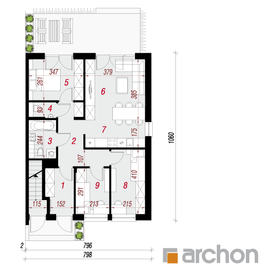 Проект дома ARCHON+ Дом в халезиях 9 (Р2Б) План першого поверху