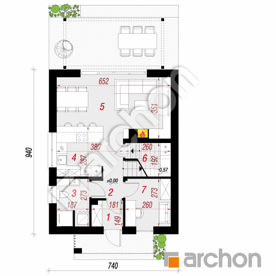 Проект дома ARCHON+ Дом в аркадиях 6 План першого поверху
