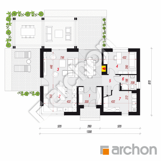 Проект будинку ARCHON+ Будинок в силені План першого поверху