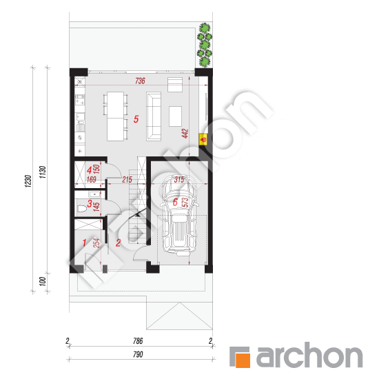 Проект дома ARCHON+ Дом в орехах (С) План першого поверху