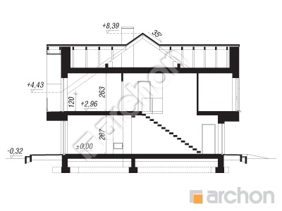 Проєкт будинку ARCHON+ Будинок в горіхах (С) Розріз будинку