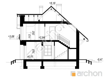 Проект дома ARCHON+ Дом в люцерне вер.3 Розріз будинку