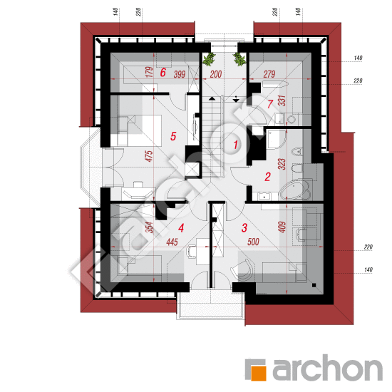 Проект будинку ARCHON+ Будинок в тим'яні 6 (Т) План мансандри