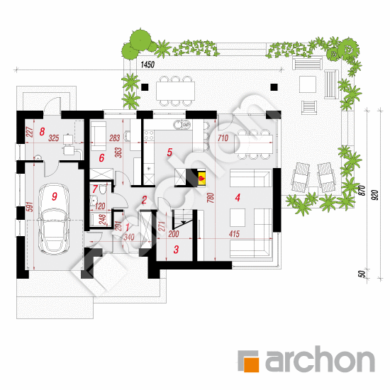 Проект будинку ARCHON+ Будинок в джонатанах План першого поверху