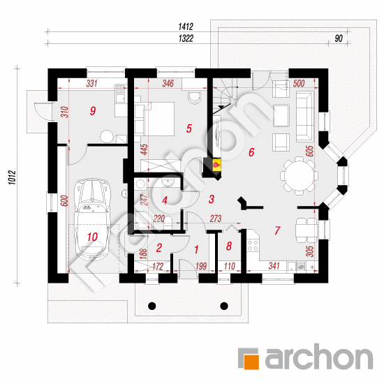 Проект будинку ARCHON+ Будинок під червоною горобиною 2 вер.2 План першого поверху