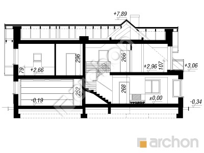 Проект дома ARCHON+ Дом в рододендронах 20 (Г2Н) Розріз будинку