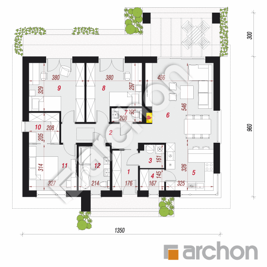 Проект будинку ARCHON+ Будинок у вівсянниці 3 План першого поверху