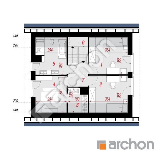 Проект дома ARCHON+ Дом в хлорофитуме 23 План мансандри