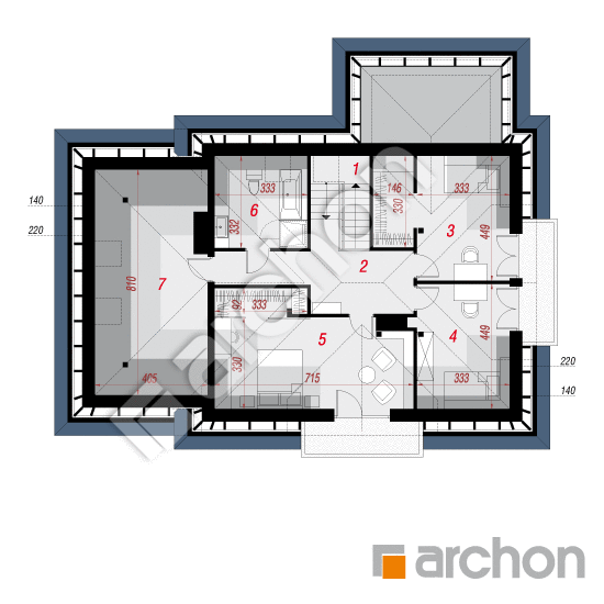 Проект дома ARCHON+ Дом в тополях План мансандри