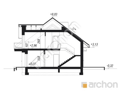 Проект дома ARCHON+ Дом в тополях Розріз будинку