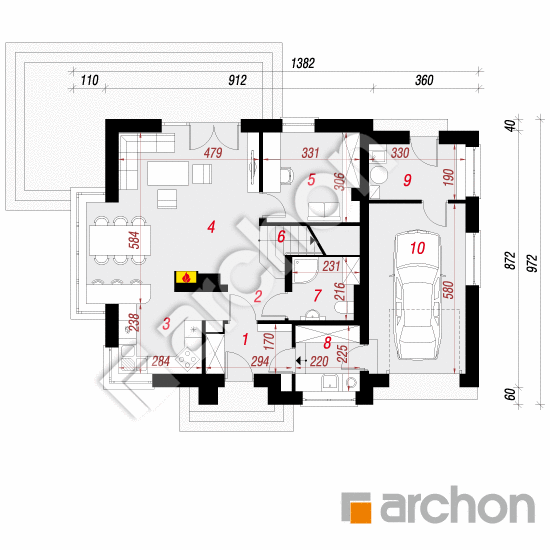 Проект дома ARCHON+ Дом в кардамоне 2 вер.2 План першого поверху