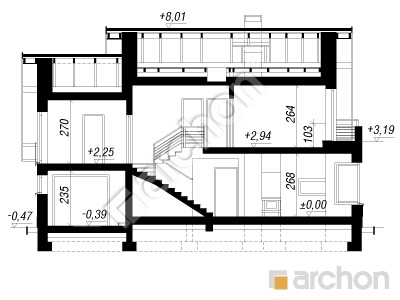 Проєкт будинку ARCHON+ Будинок в кардамоні 2 вер.2 Розріз будинку