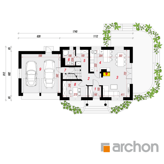 Проект будинку ARCHON+ Будинок в вербені 7 (Г2П) План першого поверху