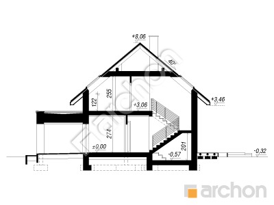 Проект дома ARCHON+ Дом в трибулах Розріз будинку