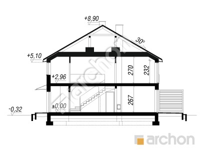 Проєкт будинку ARCHON+ Будинок в рівіях 3 (ГР2) Розріз будинку