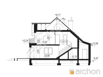 Проект дома ARCHON+ Дом в очанке (Г2Н) Розріз будинку