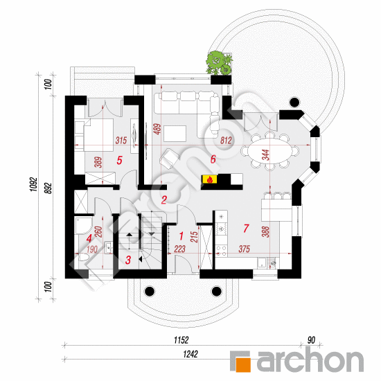 Проект будинку ARCHON+ Будинок в мірабеллі (П) План першого поверху