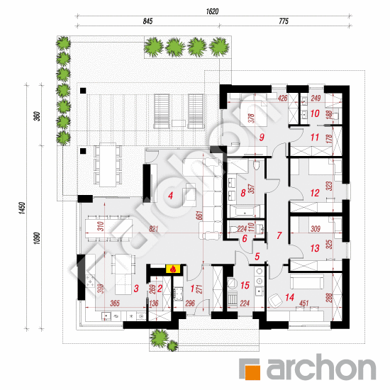 Проект дома ARCHON+ Дом в подснежниках 4 План першого поверху