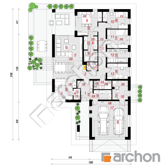 Проект будинку ARCHON+ Будинок в нігеллах 3 (Г2) План першого поверху