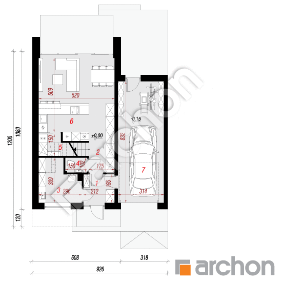Проект дома ARCHON+ Дом в мускатах (Б) План першого поверху