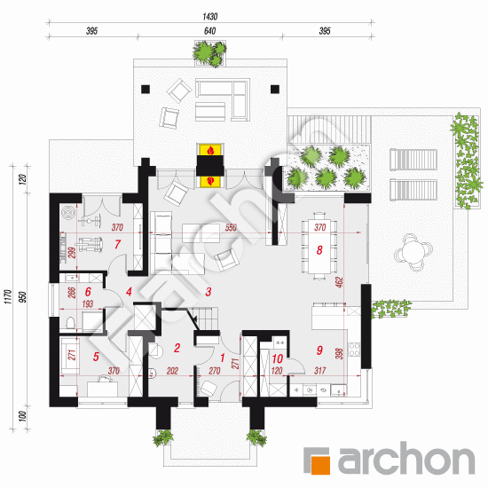 Проект дома ARCHON+ Дом под софорой 3 План першого поверху
