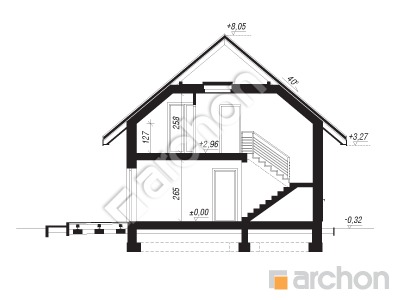Проєкт будинку ARCHON+ Будинок в малинівці 11 (Е) ВДЕ Розріз будинку