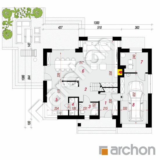 Проект дома ARCHON+ Дом под личи 5 План першого поверху