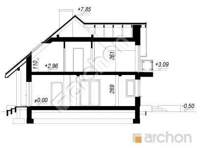 Проект дома ARCHON+ Дом под личи 5 Розріз будинку
