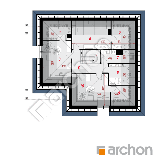 Проект будинку ARCHON+ Будинок під горобиною звичайною План мансандри