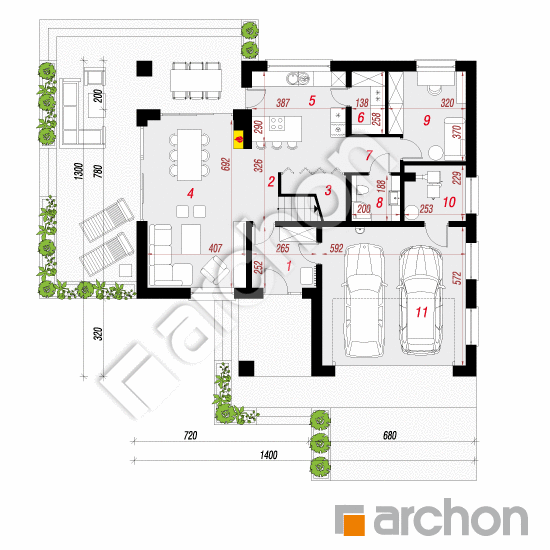 Проект дома ARCHON+ Дом под рябиной обыкновенной План першого поверху