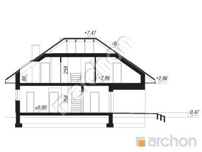 Проєкт будинку ARCHON+ Будинок під горобиною звичайною Розріз будинку