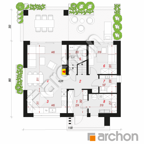 Проект дома ARCHON+ Дом в диком винограде 3 План першого поверху