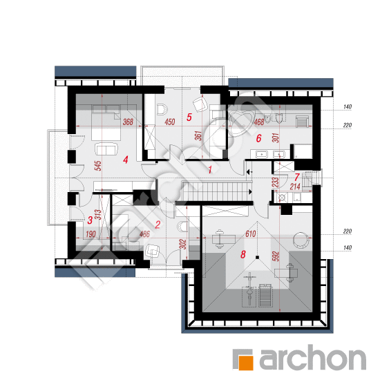 Проект будинку ARCHON+ Будинок в кортланді (Г2П) План мансандри