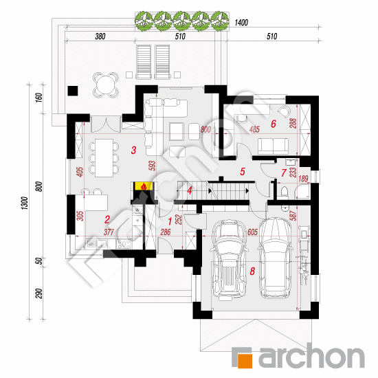 Проект дома ARCHON+ Дом в кортландах (Г2П) План першого поверху