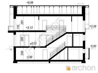 Проект дома ARCHON+ Дом в кортландах (Г2П) Розріз будинку