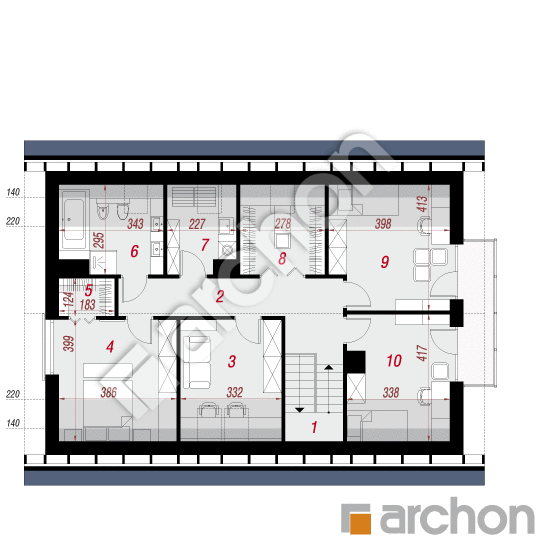 Проект дома ARCHON+ Дом в дицентрах План мансандри