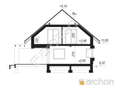 Проект дома ARCHON+ Дом в дицентрах Розріз будинку