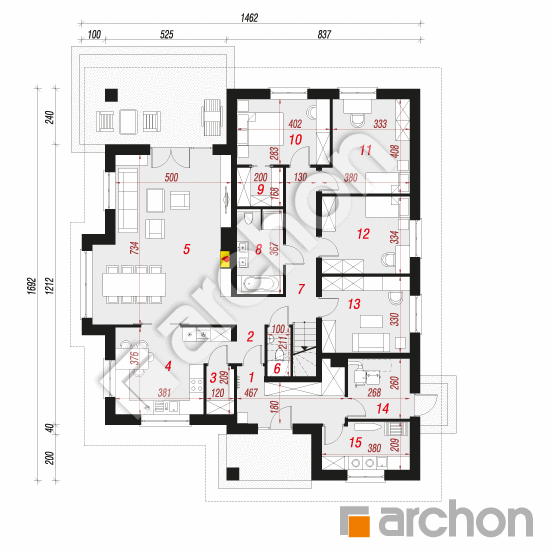 Проект будинку ARCHON+ Будинок в джонагольдах 2 (Т) План першого поверху