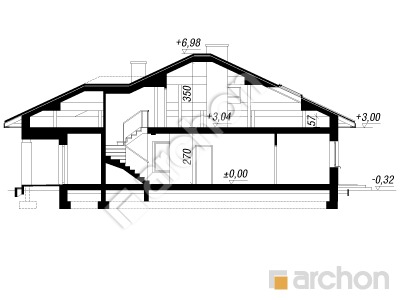 Проєкт будинку ARCHON+ Будинок в джонагольдах 2 (Т) Розріз будинку