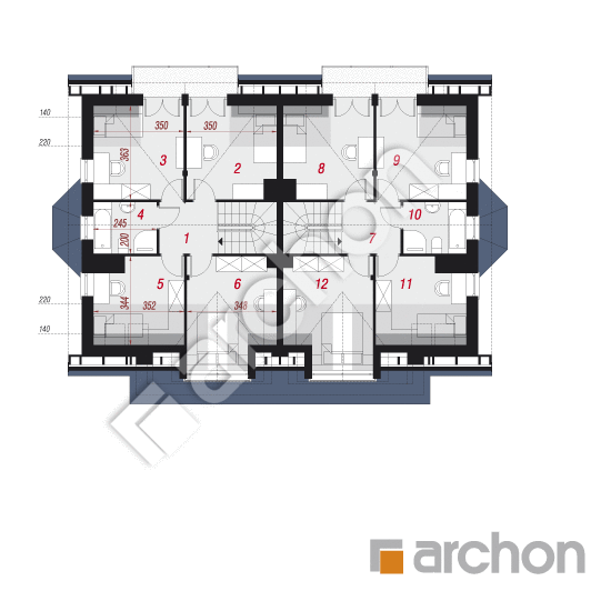Проект дома ARCHON+ Дом в клематисах 10 (Т) вер. 2 План мансандри