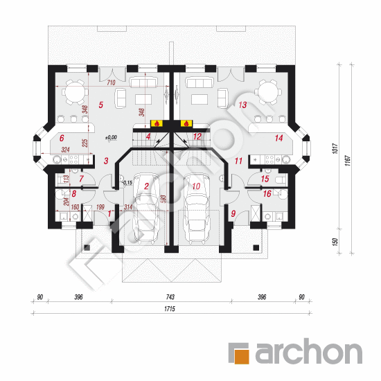 Проект дома ARCHON+ Дом в клематисах 10 (Т) вер. 2 План першого поверху