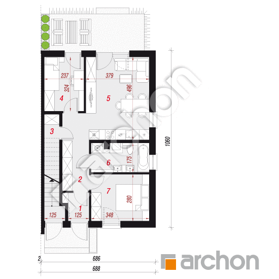 Проект будинку ARCHON+ Будинок в фіалках 14 (Р2Б) вер.2 План першого поверху