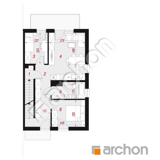 Проект дома ARCHON+ Дом в фиалках 14 (Р2Б) вер.2 План першого поверху