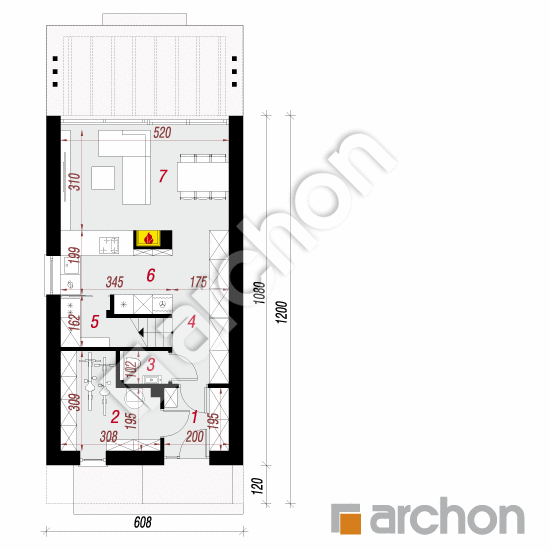 Проект дома ARCHON+ Дом в мускатах 3 План першого поверху