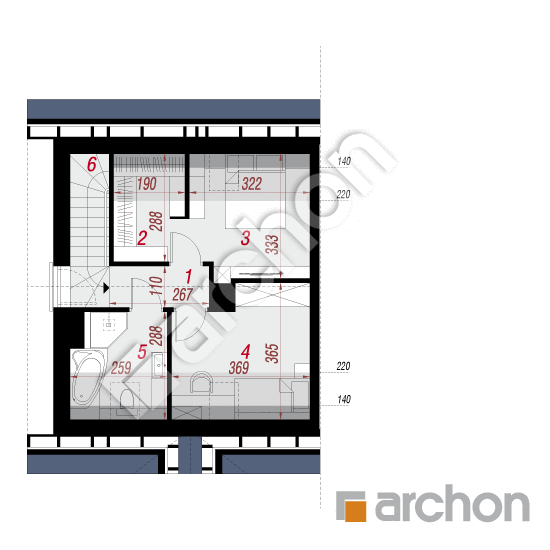 Проект дома ARCHON+ Дом в бруснике Б вер.3 План мансандри