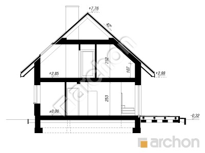 Проєкт будинку ARCHON+ Будинок в брусниці (Б) вер.3 Розріз будинку