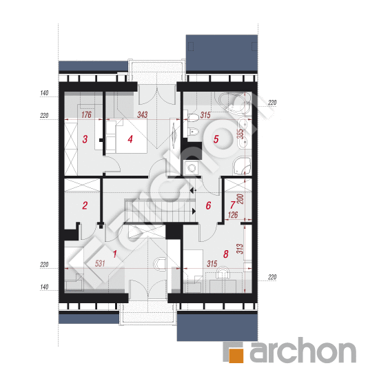 Проект дома ARCHON+ Дом в цикламенах 3 (P) вер.3 План мансандри