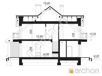 Проект дома ARCHON+ Дом в цикламенах 3 (P) вер.3 Розріз будинку