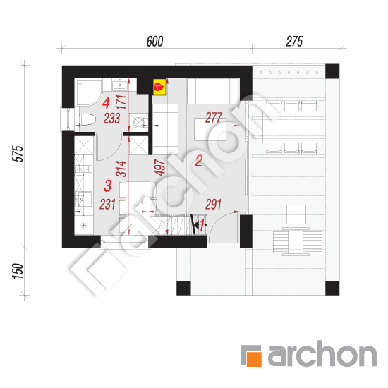 Проект дома ARCHON+ Летний домик в крокусах 4 План першого поверху