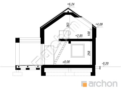 Проект дома ARCHON+ Летний домик в крокусах 4 Розріз будинку